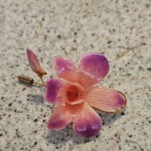 Elegant Pink and Purple Flower Brooch
